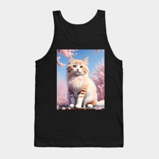 Cat in a cherry blossom tree - Modern digital art Tank Top